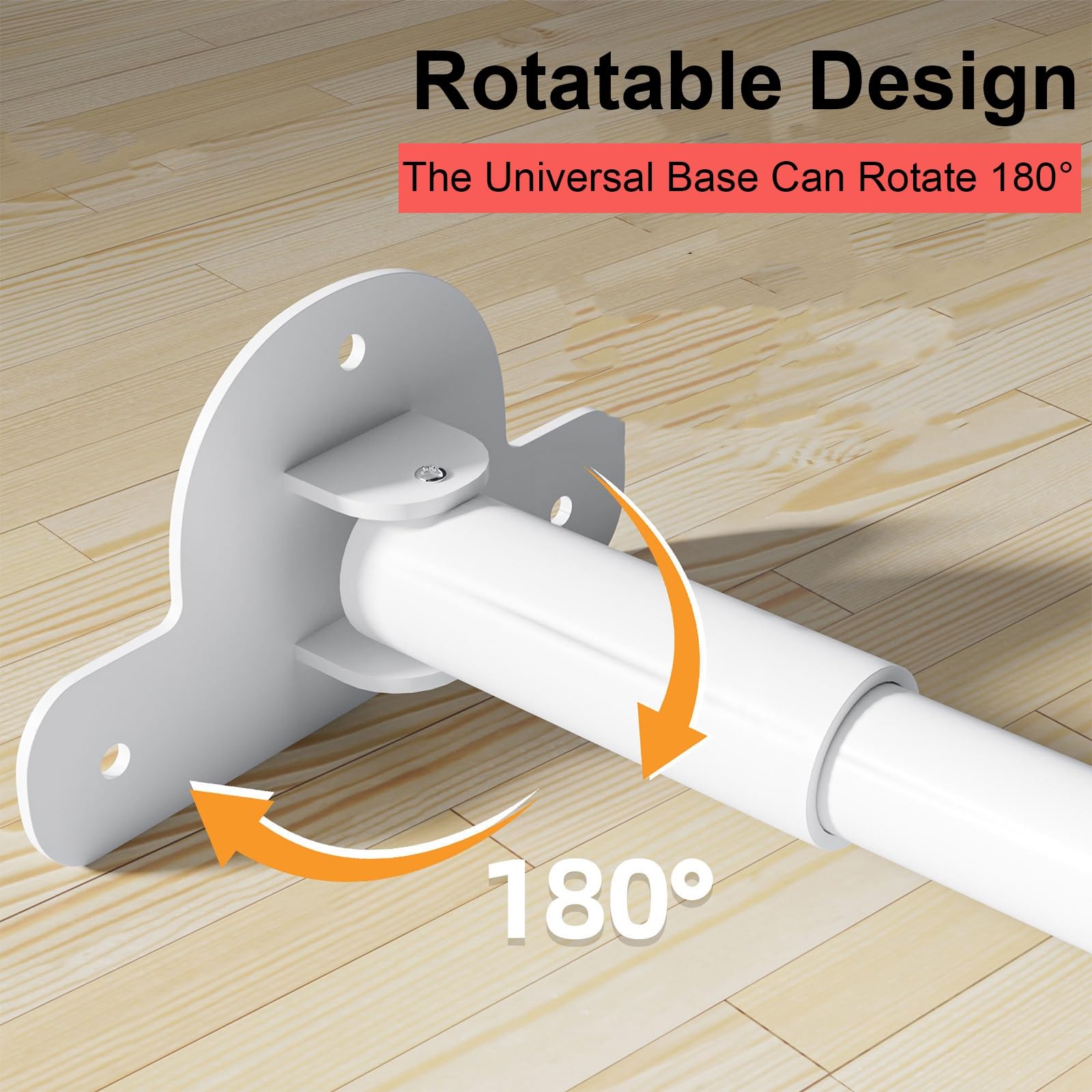 Tringle Rideau Pivotante à 180 un Seul Côté, Barre Rideau de Tension En Alliage D'aluminium à Fixation Par Perçage pour Buanderie(White,115-180cm/45-70in)