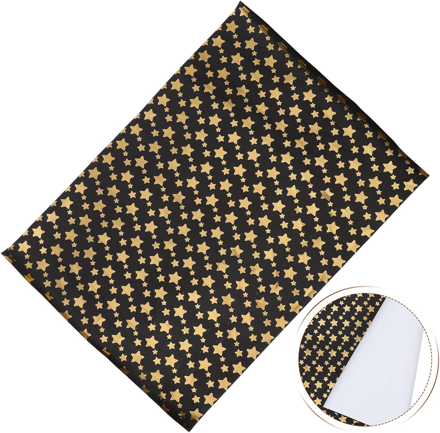 Gadpiparty Metallic Star Wrapping Paper Black Gold Foil 50x70cm Thick Decorative Packaging Paper for Flower Bouquets Holiday Presents