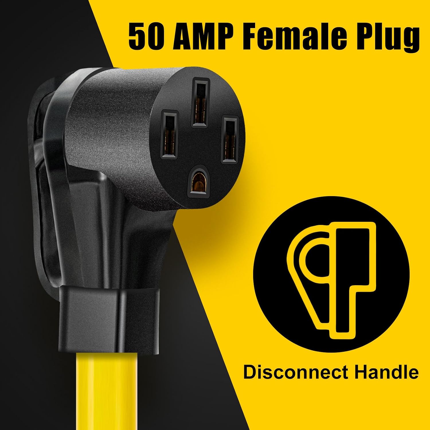 50 Amp RV/EV Extension Cord, 4 Prong NEMA 14-50P to 14-50R 50F/50M Cable Suit for RV Trailer Campers, Tesla Model 3-S-X-Y, Heavy Duty STW with Cord Organizer, ETL Listed (3 FT)