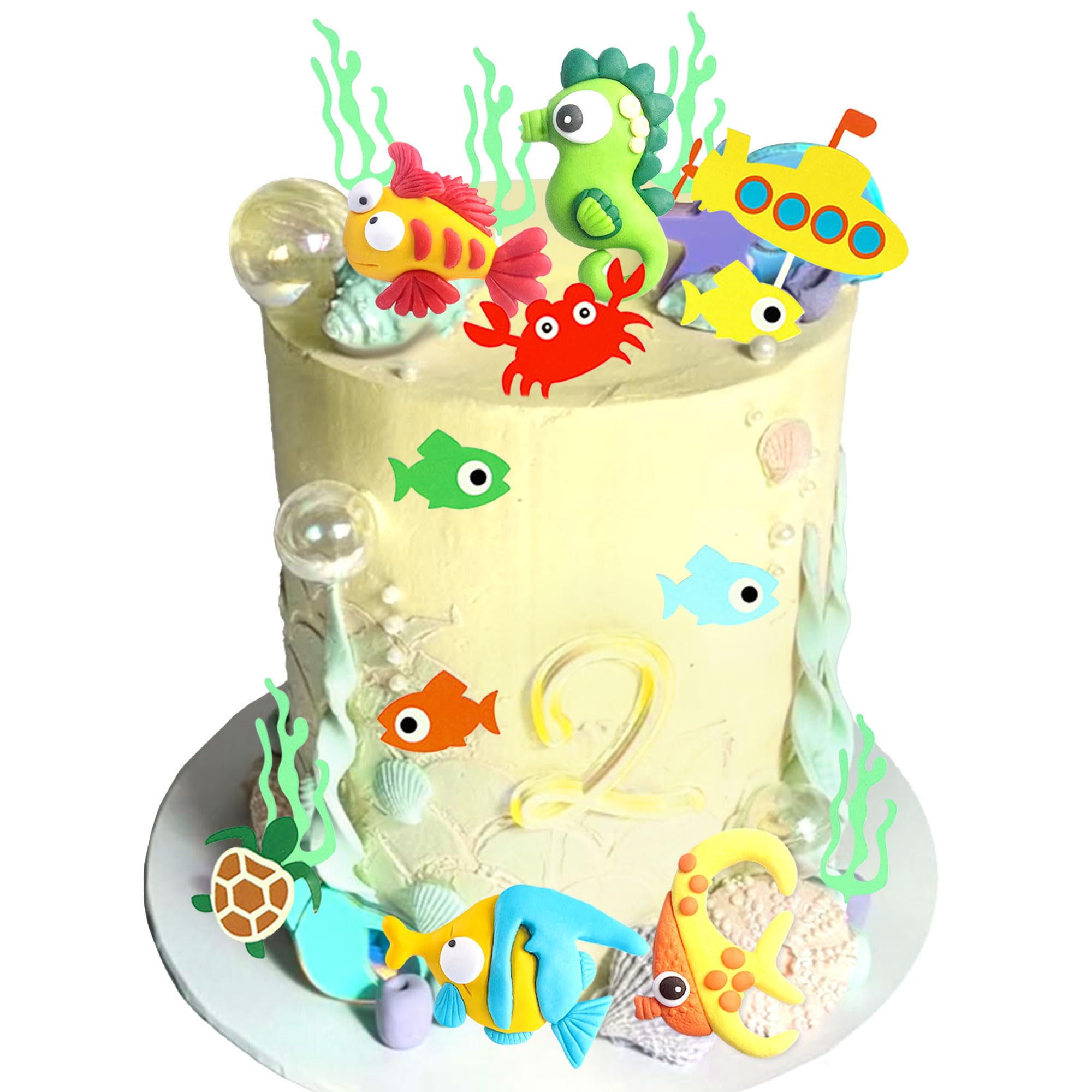 Under the Sea Ocean Animals Birthday Cake Decorations Sea Ocean Party Favor Supplies for Sea Ocean Theme Baby Shower Birthday Party