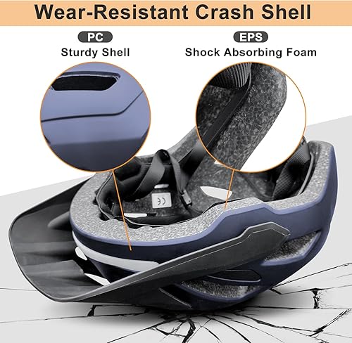 Miniatura 2 de Casco de bicicleta, cascos para adultos y hombres, luces LED delanteras y traseras con certificado seguro, casco de bicicleta de carretera MTB con