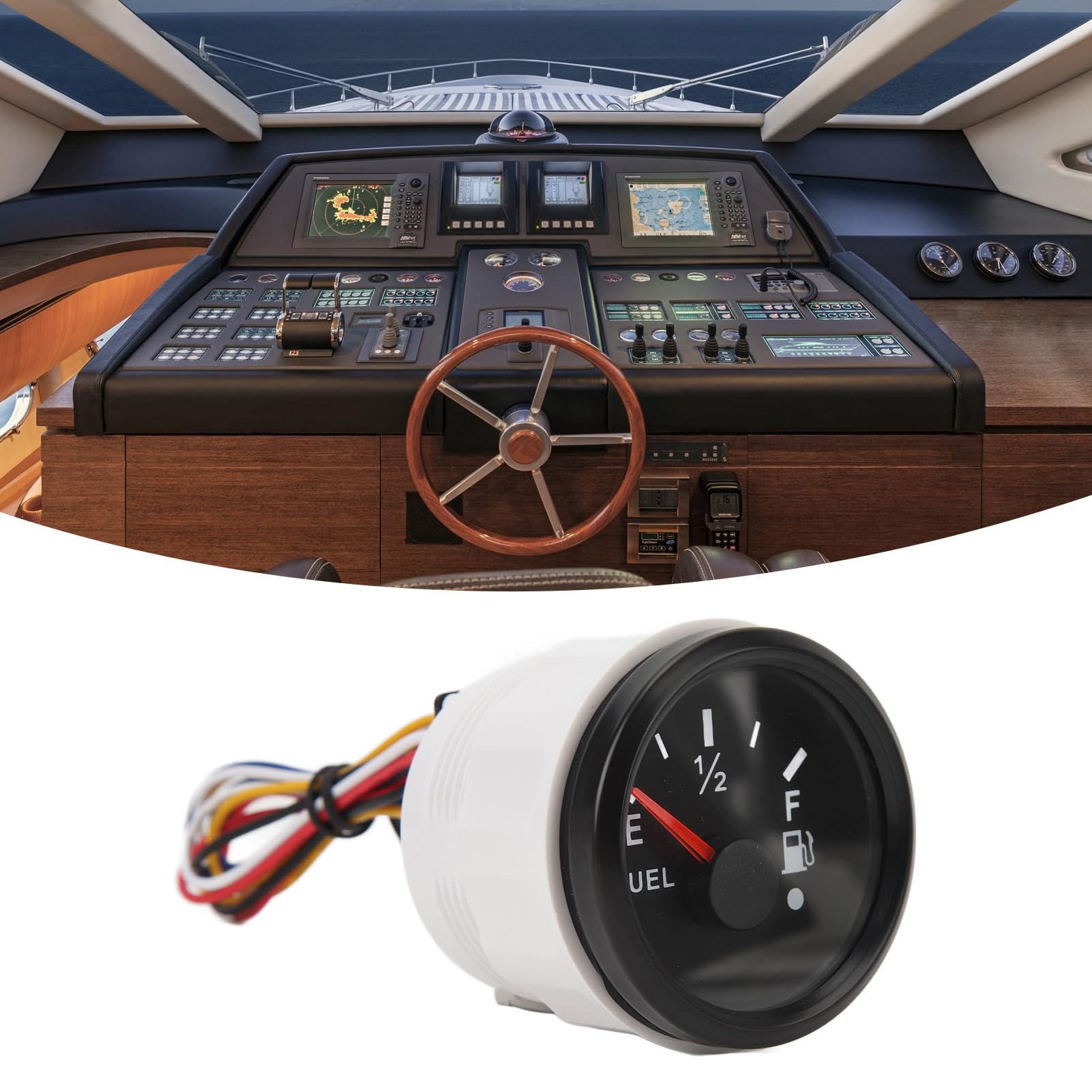 Jauge de Niveau de Carburant Universelle, Numérique, Compteur de Carburant Marin, 52mm, DC9-32V, 240-33ohm, pour Camping-car, Yachts, Bateaux de Pêche (Cadran noir Lunette noire)