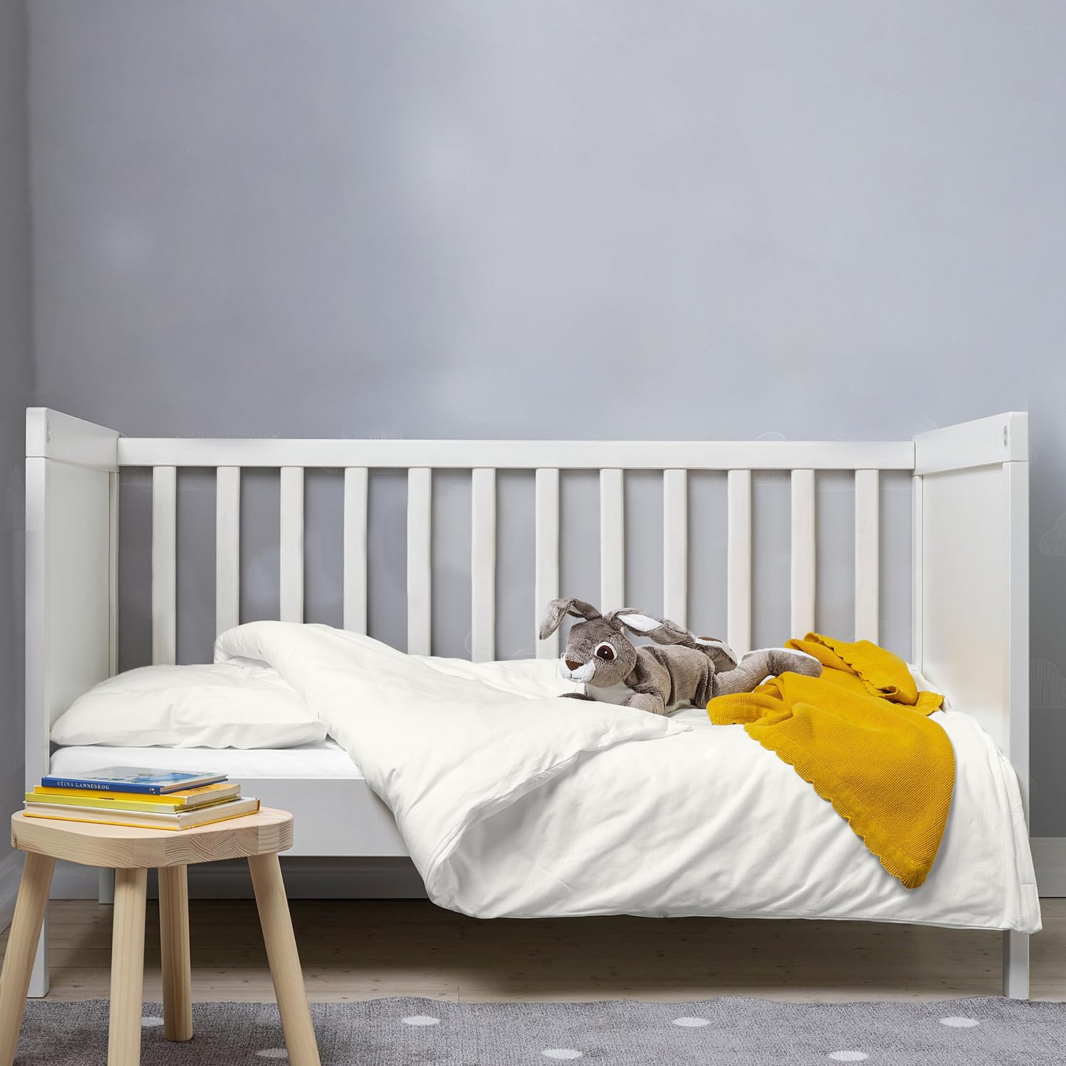 Pizuna 100% Cotton Crib Duvet Cover Off White, 400 Thread Count Long Staple Cotton Duvet Cover 100x135 cm, Soft Sateen Weave Toddler Bedding Set Include 1 Duvet Cover And 1 Baby Pillow Case — image 1