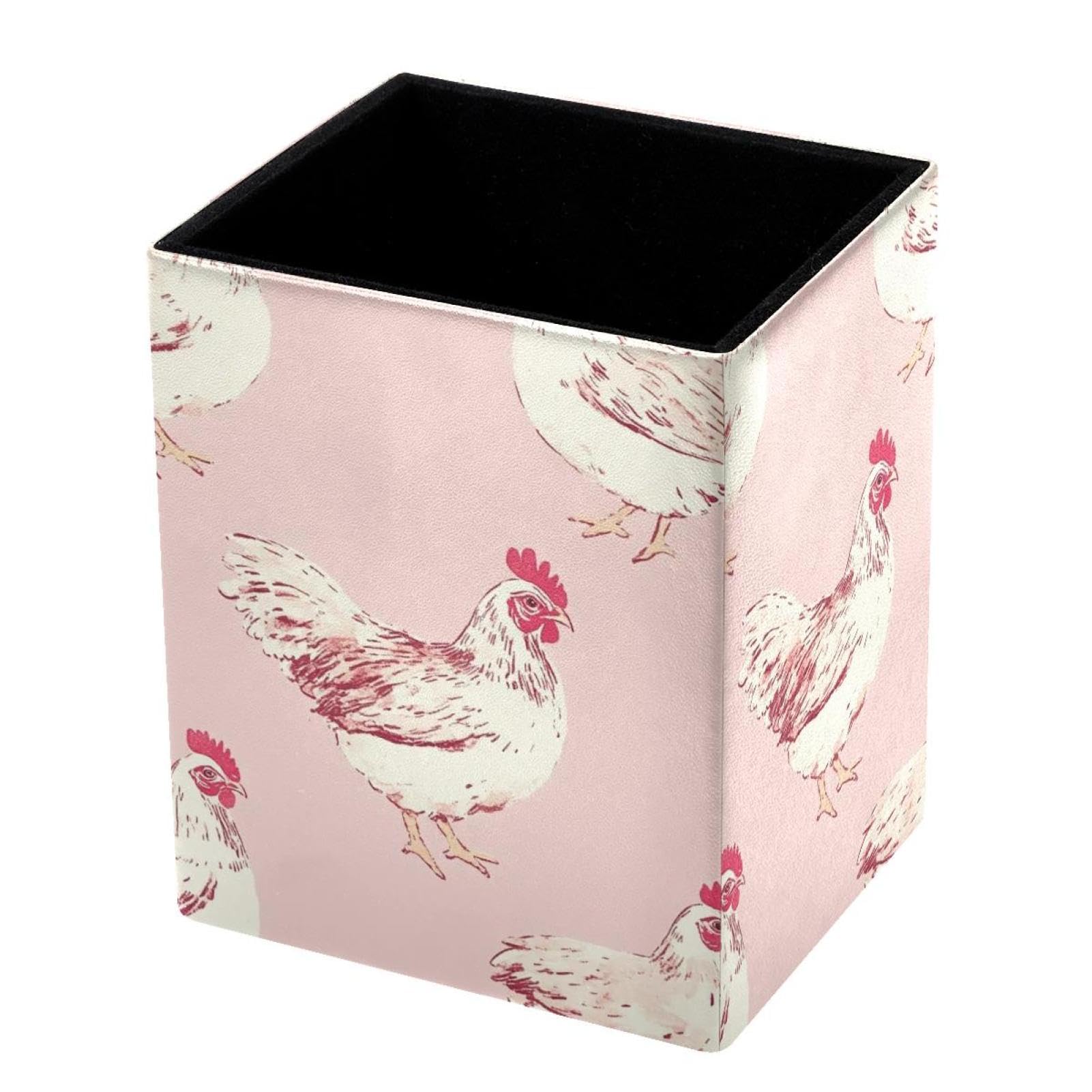 FWJZDSP Standing Pencil Case Rustic Chicken Pattern, Cute Pen Holder Pouch Pencil Bag Makeup Brush Boxes for School Students Office Women Teens