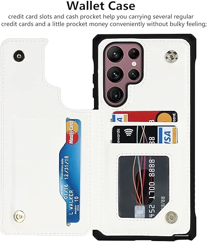 Miniatura 5 de iCoverCase Funda de piel sintética compatible con Samsung Galaxy S22 Ultra Wallet con soporte para tarjetas, ranuras para tarjetas, función atril,