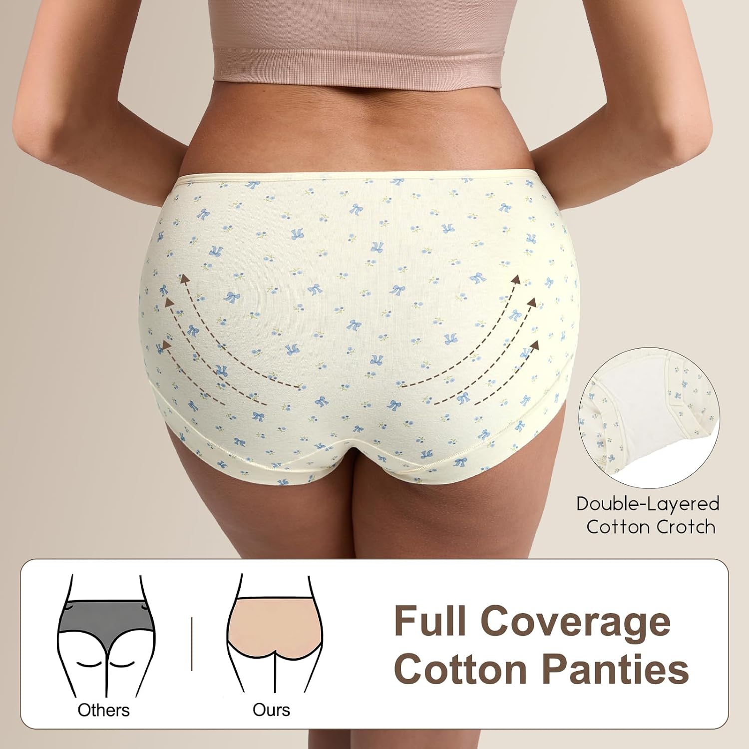 Women's Cotton Boyshorts 5-Pack Mid Rise Boxers Briefs Full Coverage Soft No-Roll Underwear (S-3XL)