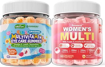 EnvyCure Women + Kids Multivitamin Gummies with Omega-3 DHA & EPA, Methylated Multivitamin Filled Gummies Support Overall Health, Immunity, Hair, Nails, Skin Health,Brain, Gut, Eye