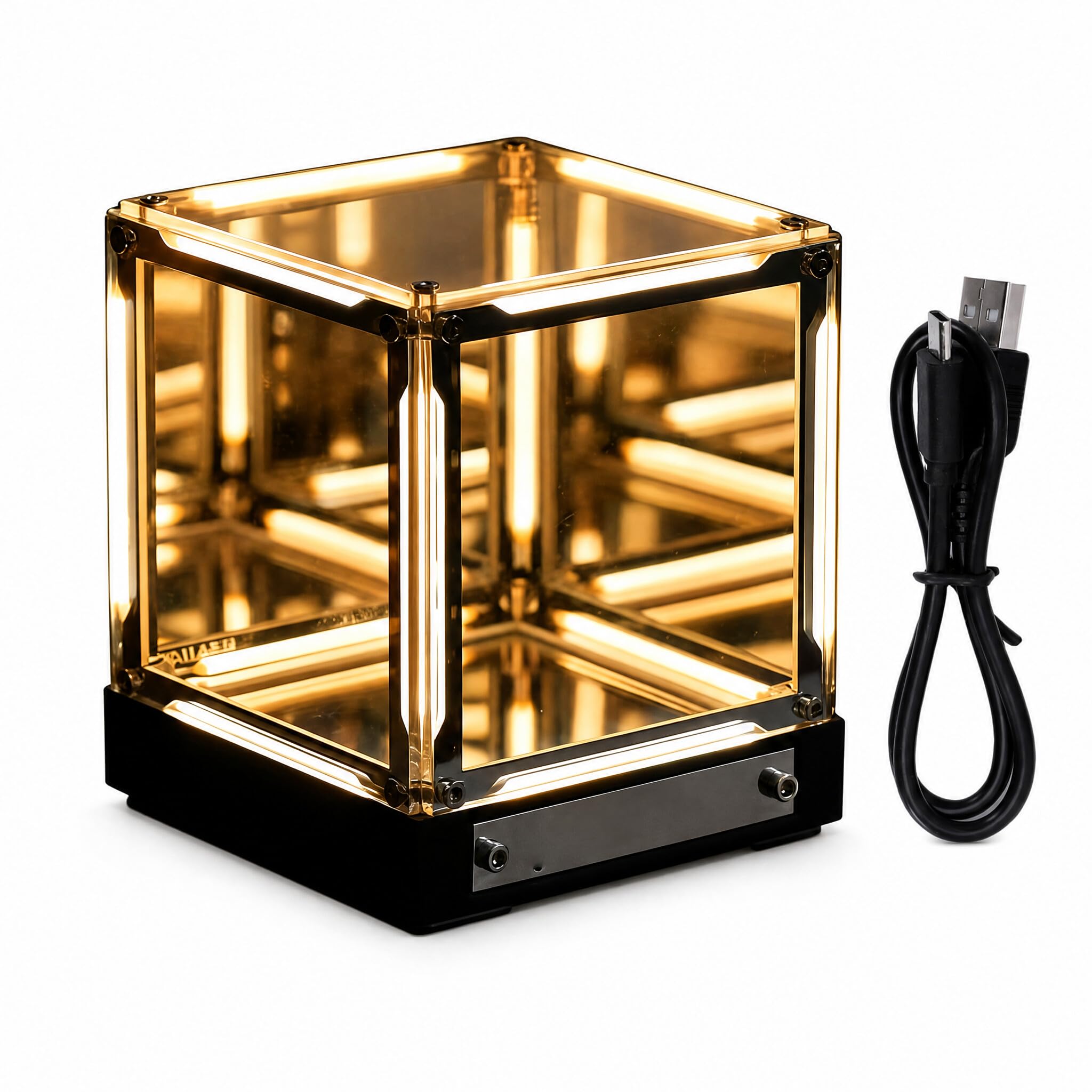 Fabater Lampada Cubo a Specchio 4D, Luce LED Hyper Cube con Controllo Touch, Lampada Creative Infinite Abyss, Lampade da Comodino Dimmerabili, Luce Notturna Ricaricabile