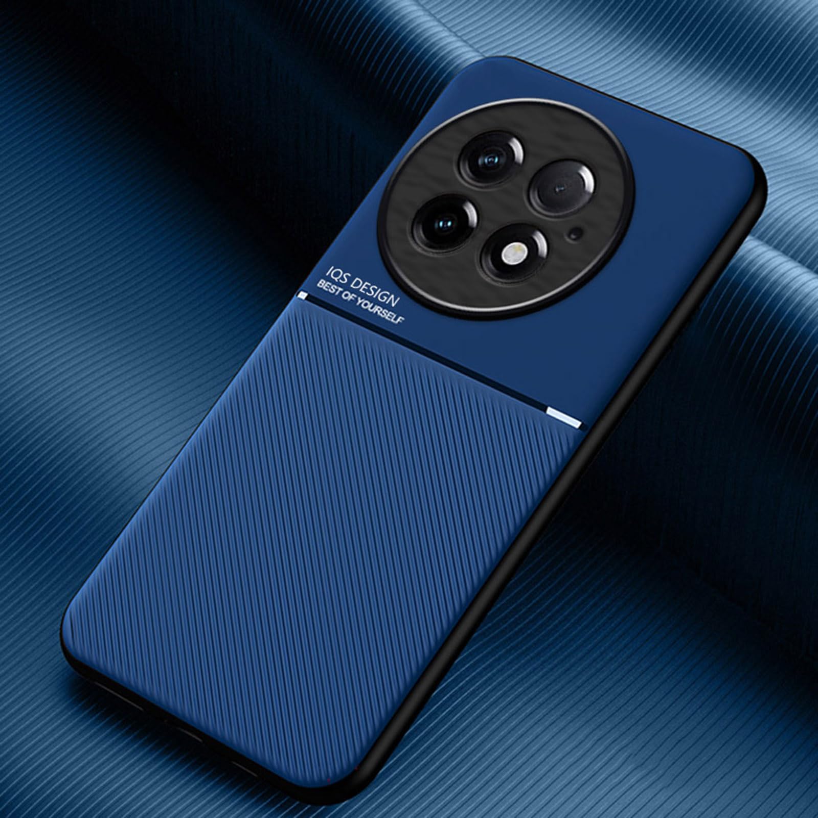 TIANCI Cover Per OnePlus 7T Pro - Custodia In Pelle PU E TPU, Texture Antiscivolo, Con Piastra Magnetica Nascosta, Blu - 6