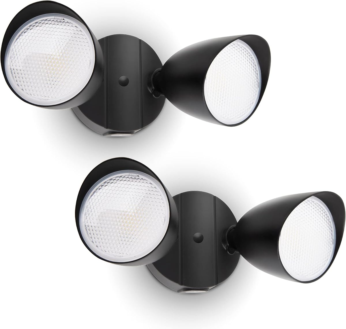 UME 2-Packs 2500 Lumen 32 Watt 28 LED Dual-Head Floodlight Outdoor, Full Metal Design, Waterproof Exterior Security Wall Light 5000K for Patio, Garden, Yard-Black