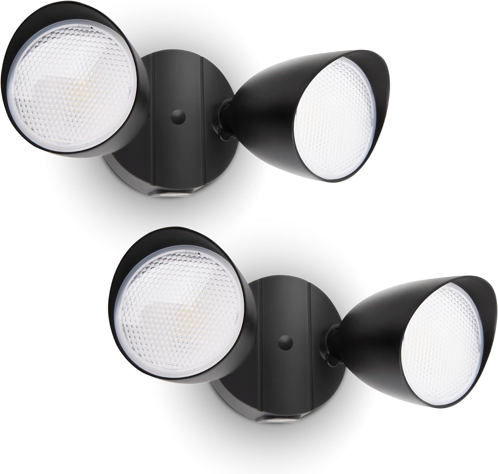 2-Packs 2500 Lumen 32 Watt 28 LED Dual-Head Floodlight Outdoor, Full Metal Design, Waterproof Exterior Security Wall Light 5000K for Patio, Garden, Yard-Black