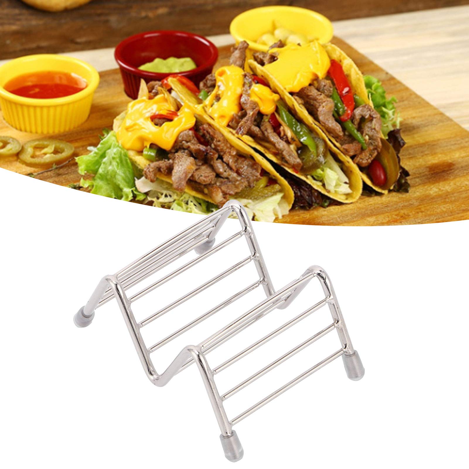 Porta Tacos In Acciaio Inox 304 - 2 Pezzi, Con Manici, Per 3-4 Tacos, Da Forno E Grill - Foto 4