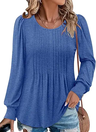 BETTE BOUTIK Long Sleeve Shirts for Women Fall Tops Dressy Blouses Crewneck Tunic Tops for Leggings S-3XL