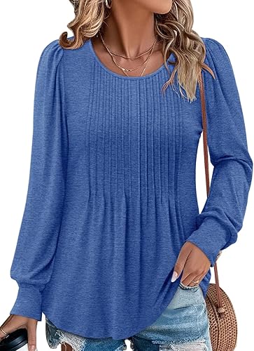 BETTE BOUTIK Long Sleeve Shirts for Women Fall Tops Dressy Blouses Crewneck Tunic Tops for Leggings S-3XL