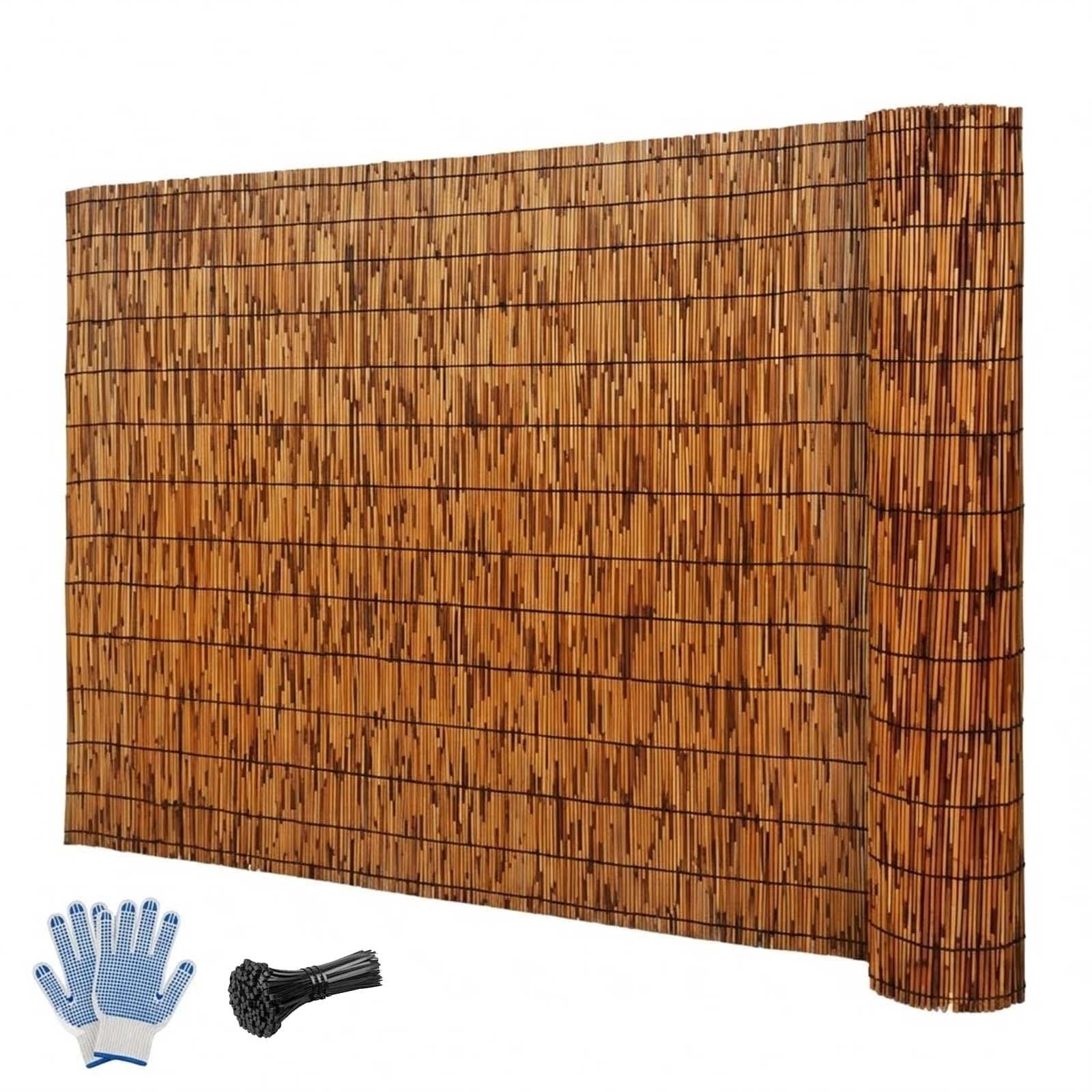 Valla De Jardín Exterior, Pantalla De Privacidad Balcón Cañizo Natural, Pantalla De Ocultación Estilo Bambú para Patio, Cortavientos Y Decoración De Terraza(H100xL950cm)