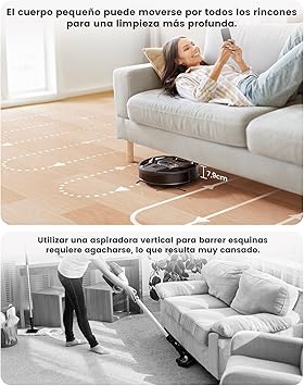 LEFANT M320 Aspirador Robot Potente 6000Pa, Robot Aspirador con Anti-Obstáculos PSD, 210 Minutos, Autorecargable, Robot Aspirador y Fregasuelos Ideal para Suelos Duros, Pelo de Animales, Negro3