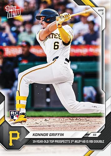 2026 Topps Now Konnor Griffin #49 19 Year Old Top Prospect's 1st MLB AB is RBI Double Pittsburgh Pirates Rookie RC Baseball Card