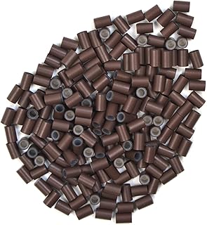 4.0 * 2.8 * 6.0 mm Silicone Lined Micro Ring Beads Copper Tube Micro Link Beads Hair Beads for I-Tip Hair Extensions (200 Pcs, Brown)