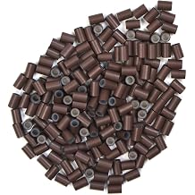 4.0 * 2.8 * 6.0 mm Silicone Lined Micro Ring Beads Copper Tube Micro Link Beads Hair Beads for I-Tip Hair Extensions 500 Pcs, Brown