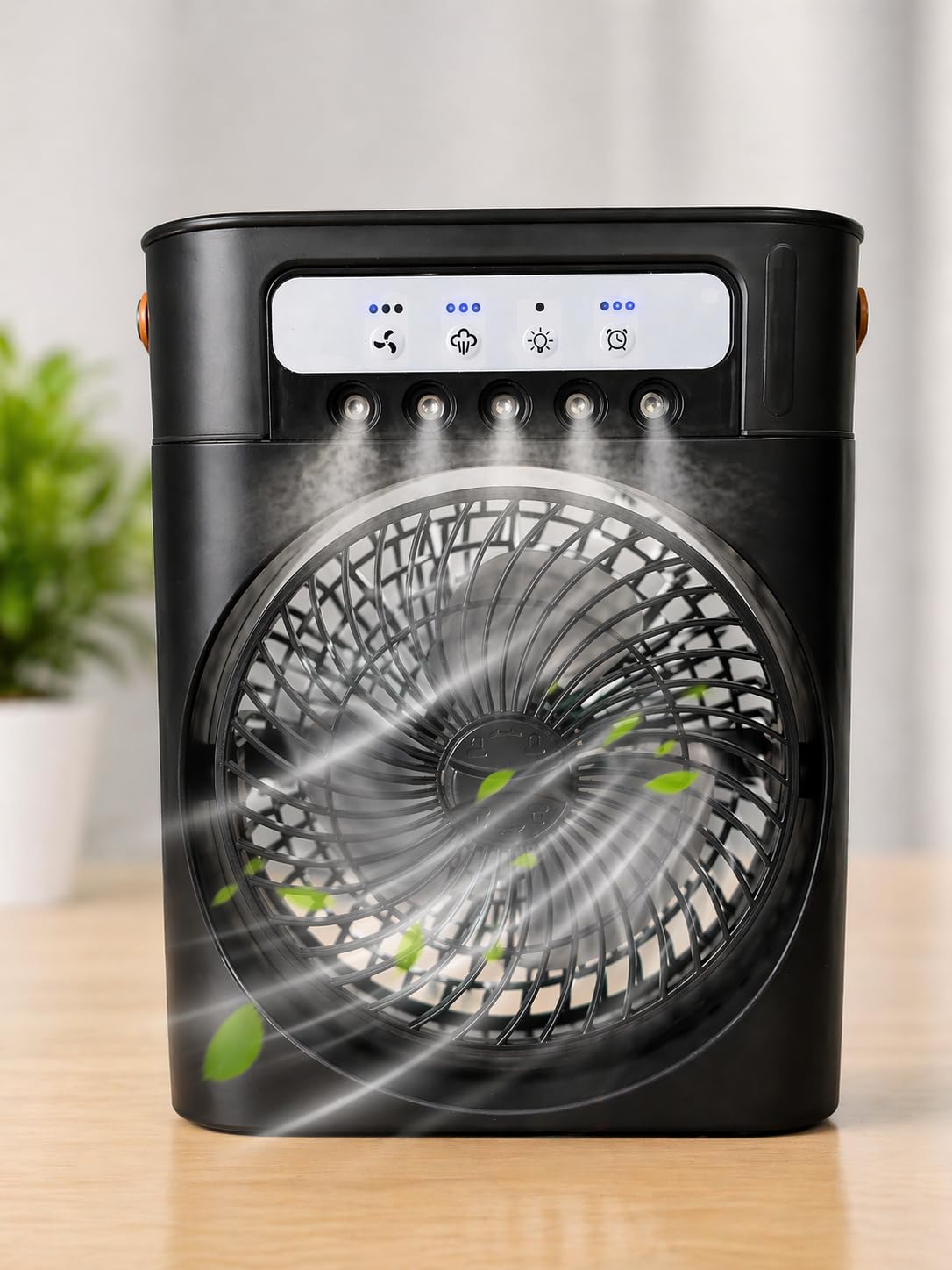 4 in 1 Portable Air Cooler Fan with 3 Mist Modes, Color Night Light, 1-7H Timer, Ultra Quiet, USB Powered, Black-image-47