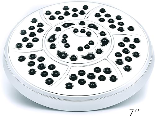 Miniatura 7 de Wassern Cabezal de ducha, flujo de alta presión, montaje en pared, masaje, lluvia, potente espray de lluvia de 7 pulgadas, 69 chorros, articulación