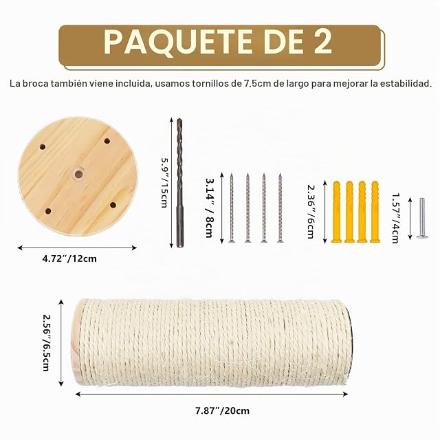 Foto 3 de 6 de DaizySight Pasos Pared de Gatos, 2 Pcs Poste de la Escalera de Rascados