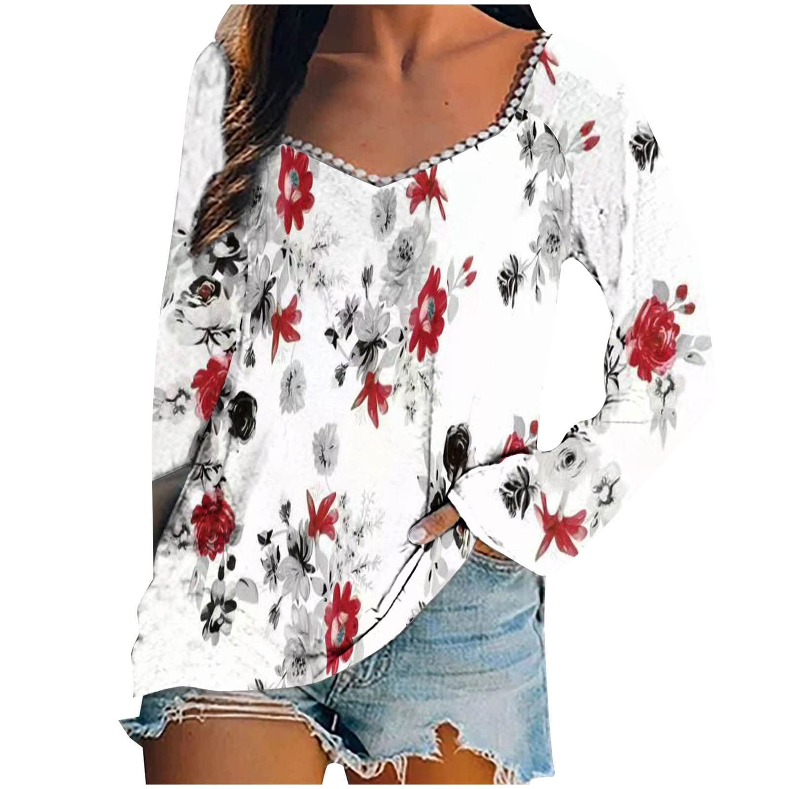 GenericLadies Casual Printed Long Sleeve Zipper Loose Casual Sweatshirt Women Theme O O-Neck 90S Cover OL Fall Sleeve Lace-up Commuting Crop Early Sweatshirts Corduroy Off Hem Off-Shoulder