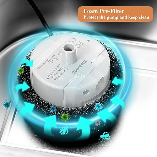 Miniatura 7 de Cepheus Bomba de repuesto para fuente de agua para gatos, fuente automática de acero inoxidable de 108 oz3.2 L, bomba de fuente para gatos