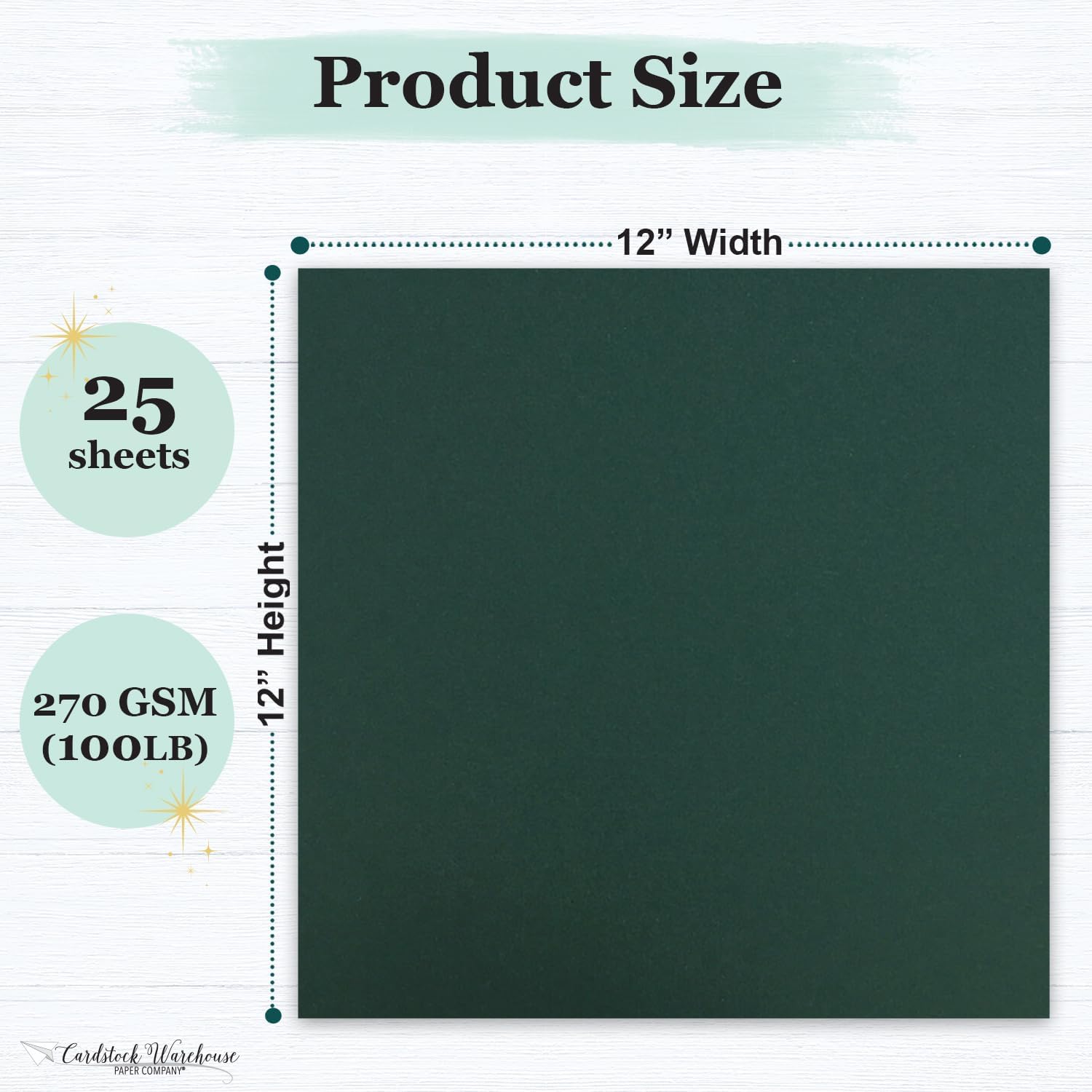 Cardstock Warehouse Foundations 100% Recycled Timber Green Forest Cardstock Paper - 25 Sheets, 12 x 12" - 100lb/270 GSM Premium Green Card Stock for Card Making, Scrapbooking and DIY Projects