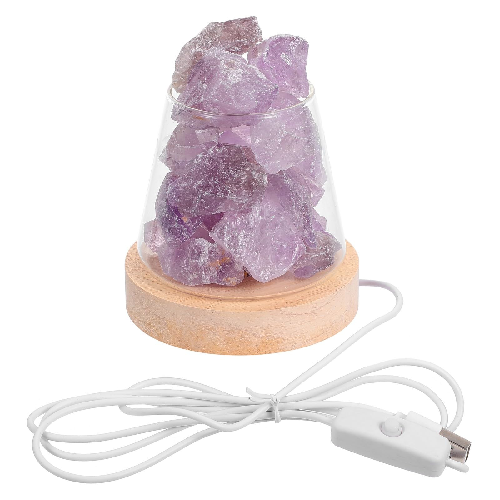 Duftlampe aus Violettem Kristallstein mit Glas für Schlafzimmer