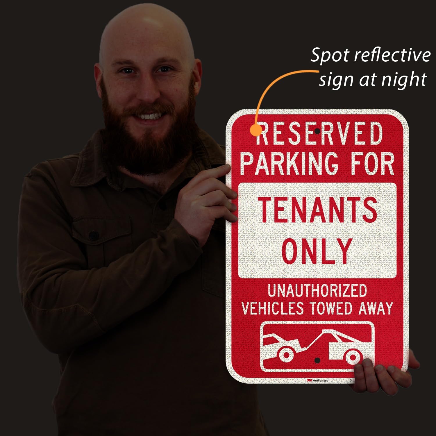 SmartSign Paquete de 2 letreros con texto en inglés "Reserved Parking For Tenants Only Unauthorized Vehicles Towed Away", 12 x 18 pulgadas, aluminio inoxidable de 63 mil, material reflectante laminado