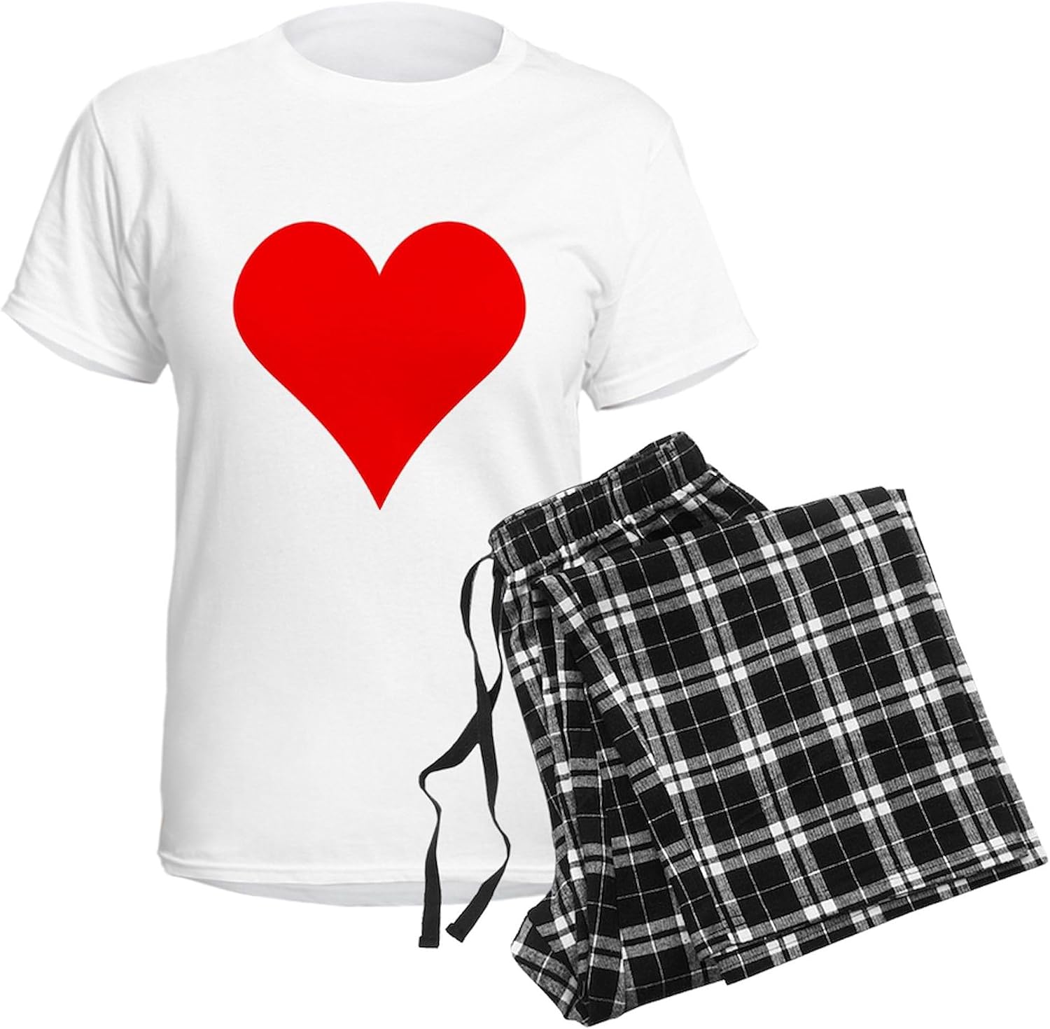 CafePress Simple Red Heart Pajamas Women's Novelty Cotton Pajama Set, Comfortable PJ Sleepwear