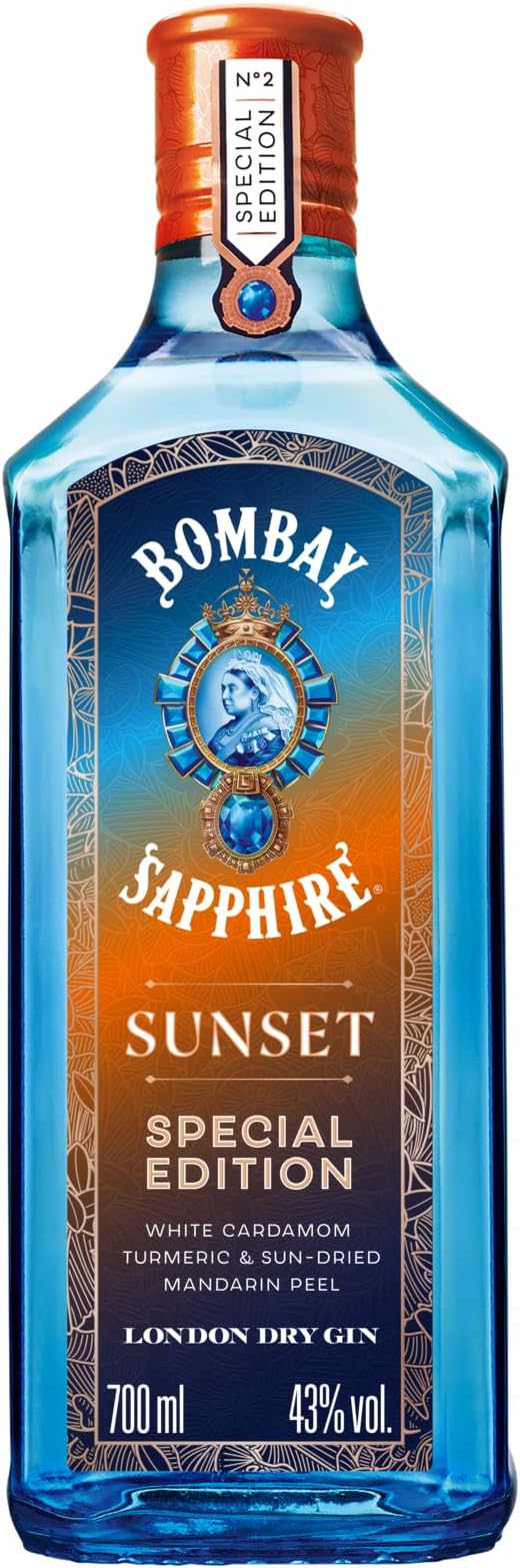 Bombay Sapphire Sunset London Dry Gin, 43% vol., 70 cl / 700 ml, Special Edition 100% Vapour Infused Spirit with Warming Spices and Bittersweet Mandarin Peel