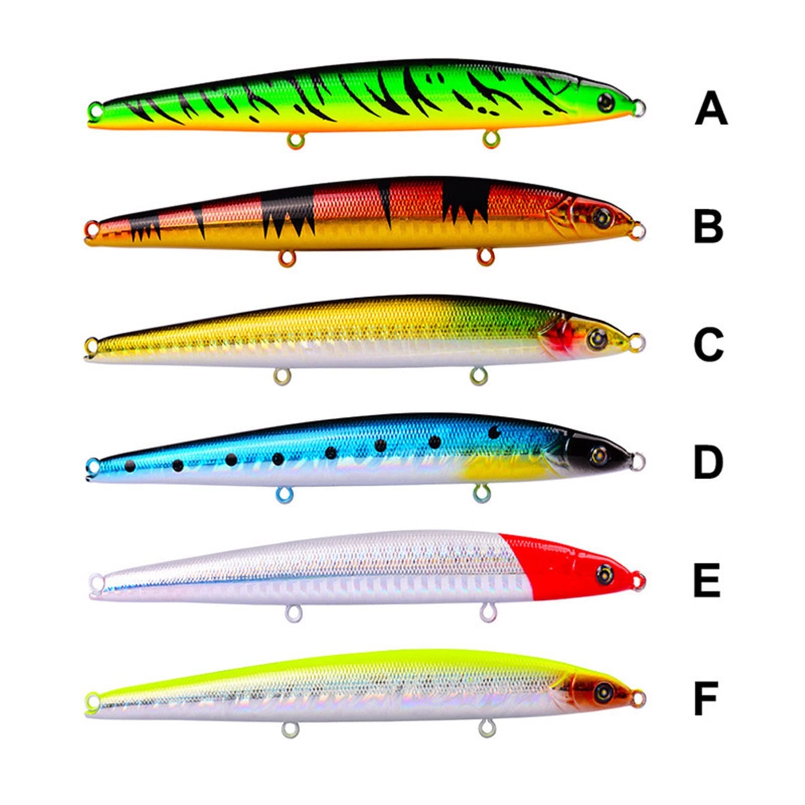 10 Stück 128mm 21,5g Bass-Bleistift-Köder mit Diskanthaken Sinkende bionische Schwimmköder Köder für Barschfischen Kunststoff naturgetreuer Harter Köder Popper-Köder für Angelbegeisterte