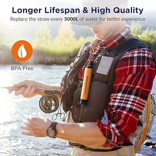 Miniatura 6 de Membrane Solutions Filtro de agua de paja, equipo portátil de filtración de supervivencia, preparación para emergencia, suministro para beber,