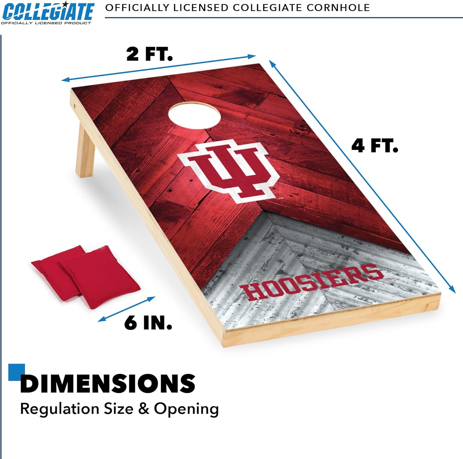 Wild Sports 2' x 4' Regulation Size College Set with Direct Print HD Team Graphics Great Gift for Any NCAA Fan! Bean Bag Toss Family Outdoor Game