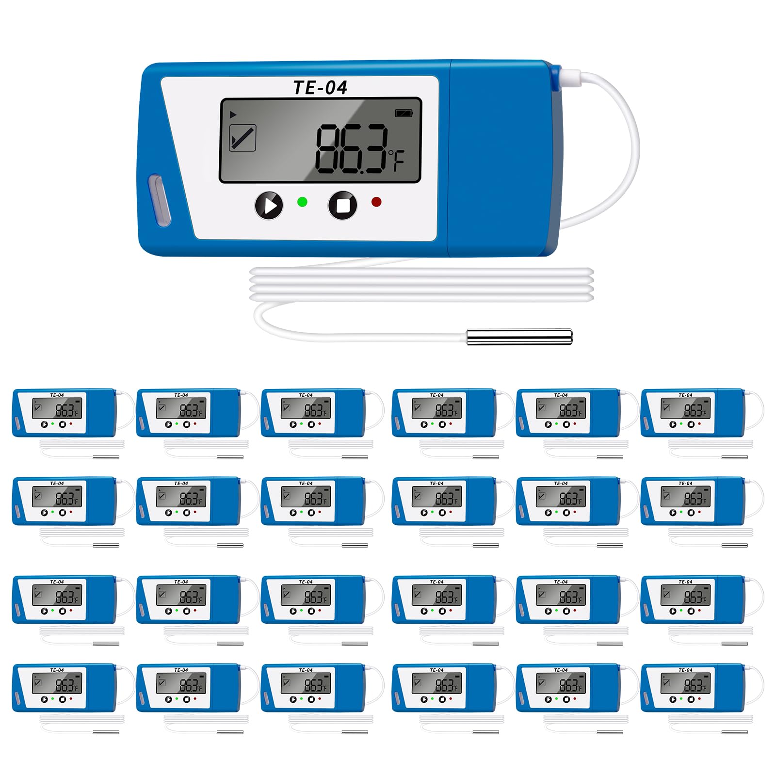 ThermElc TE-04 ET Registrador de datos de temperatura USB,registrador temperatura con sensor externo,informes automáticos en PDF/CSV,35 000 puntos,monitor de temperatura del refrigerador para vacunas