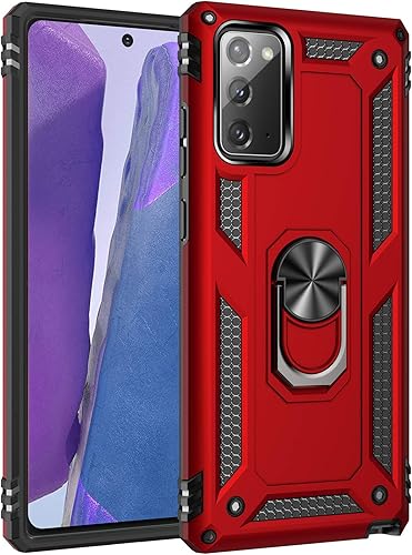 Miniatura 7 de Meifei Funda para Samsung Galaxy Note 20, funda para Samsung Galaxy Note 20, grado militar giratorio de 360 grados, soporte de anillo de metal,