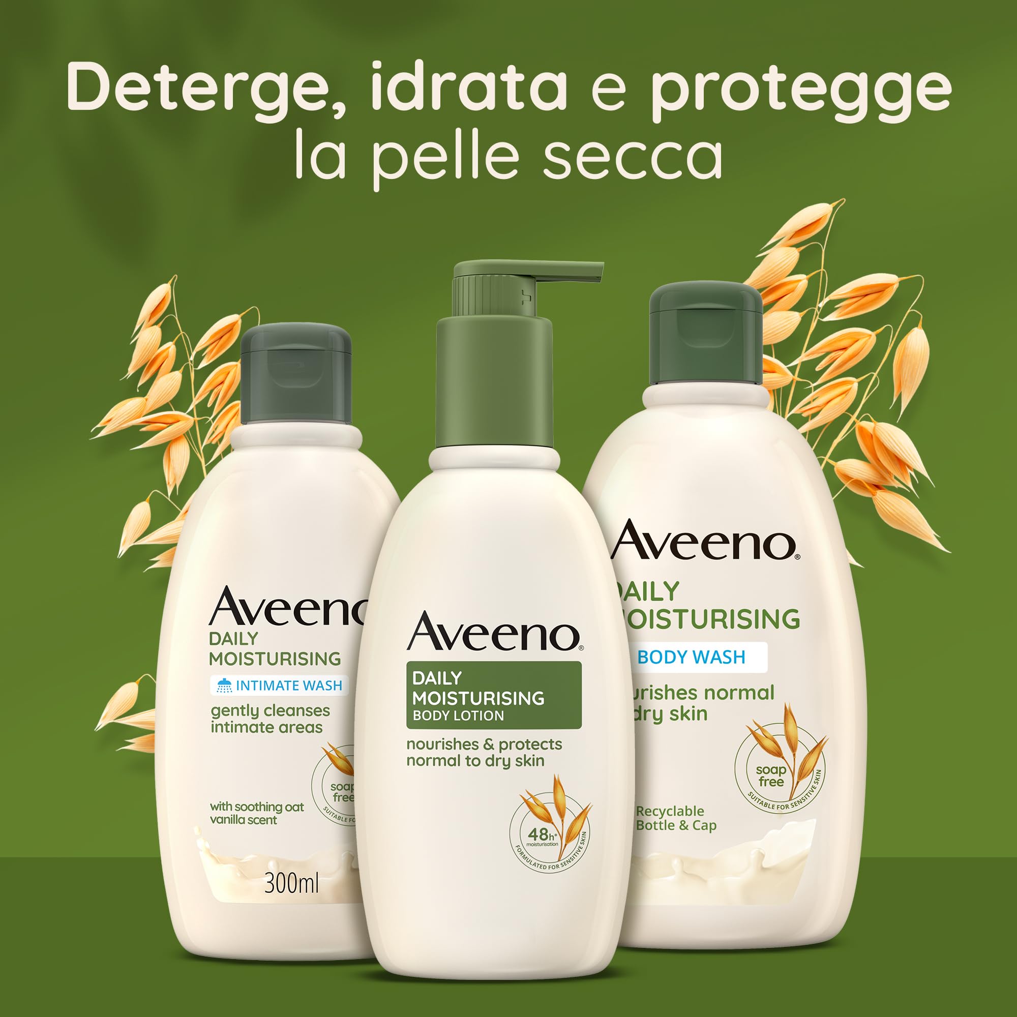 Aveeno Daily Moisturising Crema Idratante, Crema corpo idratante per 48 ore con Avena Colloidale Prebiotica, Crema corpo per pelli normali, secche e sensibili, Body lotion senza profumo, 200 ml