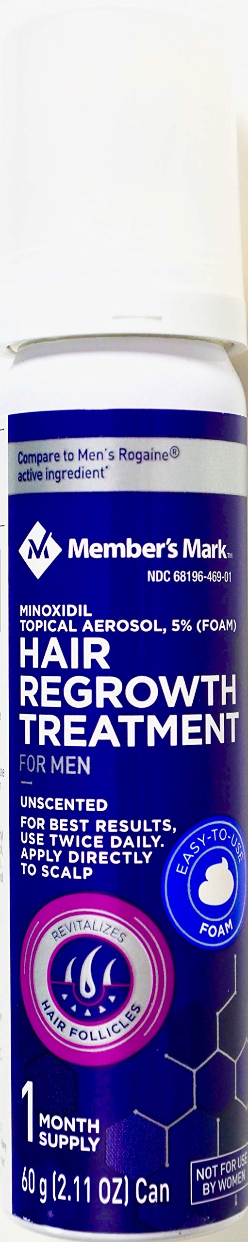 Members Mark Minoxidil Topical Aerosol 5 Unscented FOAM Hair Regrowth Treatment for Men Rogaine 1 Month Supply