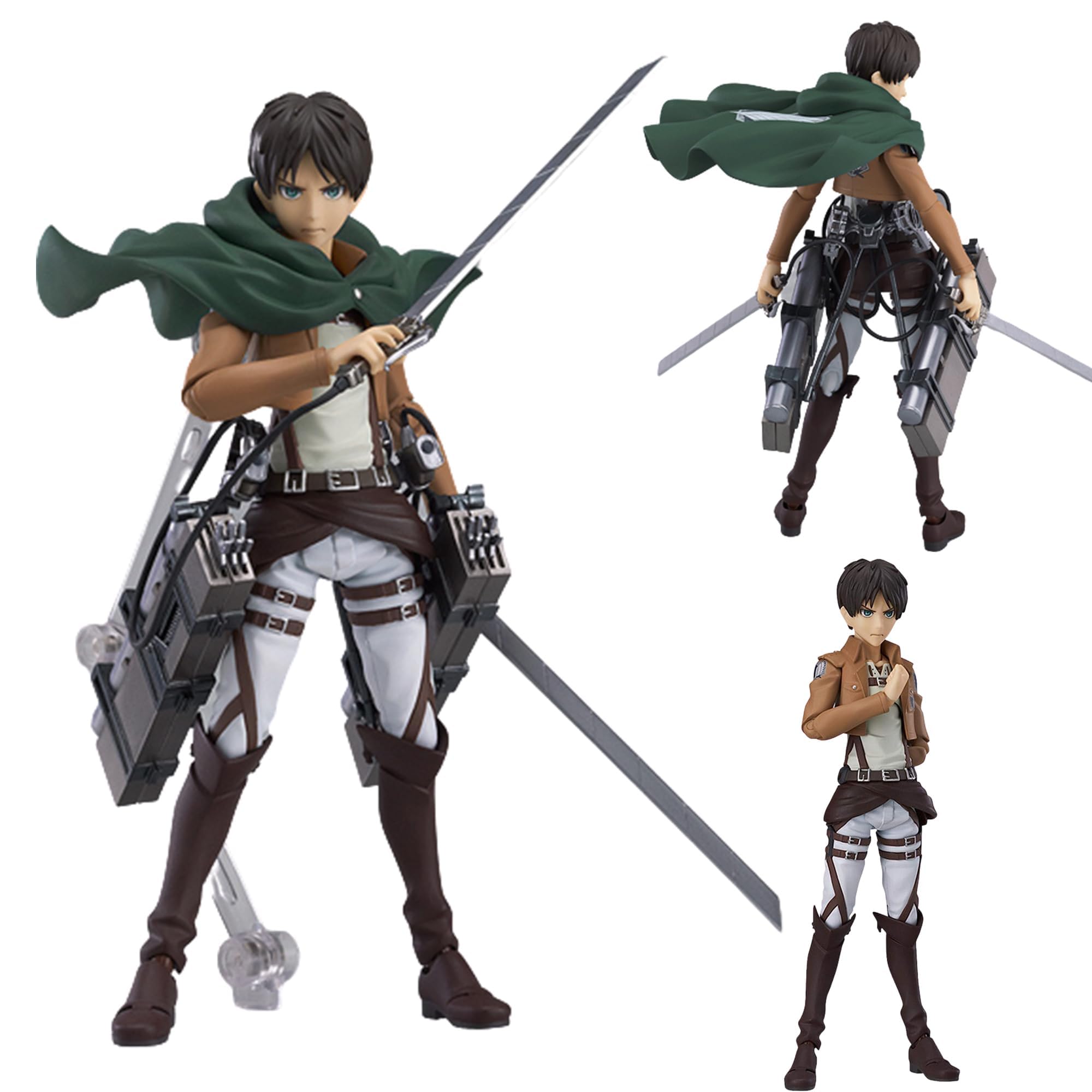 3 piezas Mikasa - Figura de acción de anime, personaje Eren Jaeger, articulada, móvil, intercambiable, rostro esculpido a mano, modelo de escultura de escritorio, decoración