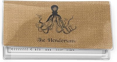 Octopus & Burlap Print Vinyl Checkbook Cover (Personalized)