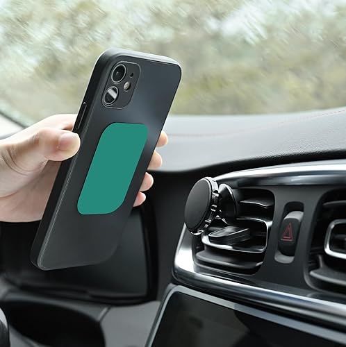 Miniatura 28 de Imanes de teléfono – Placas de metal universales, 2 rectangulares y 2 redondas con adhesivo, imanes de coche (negro)