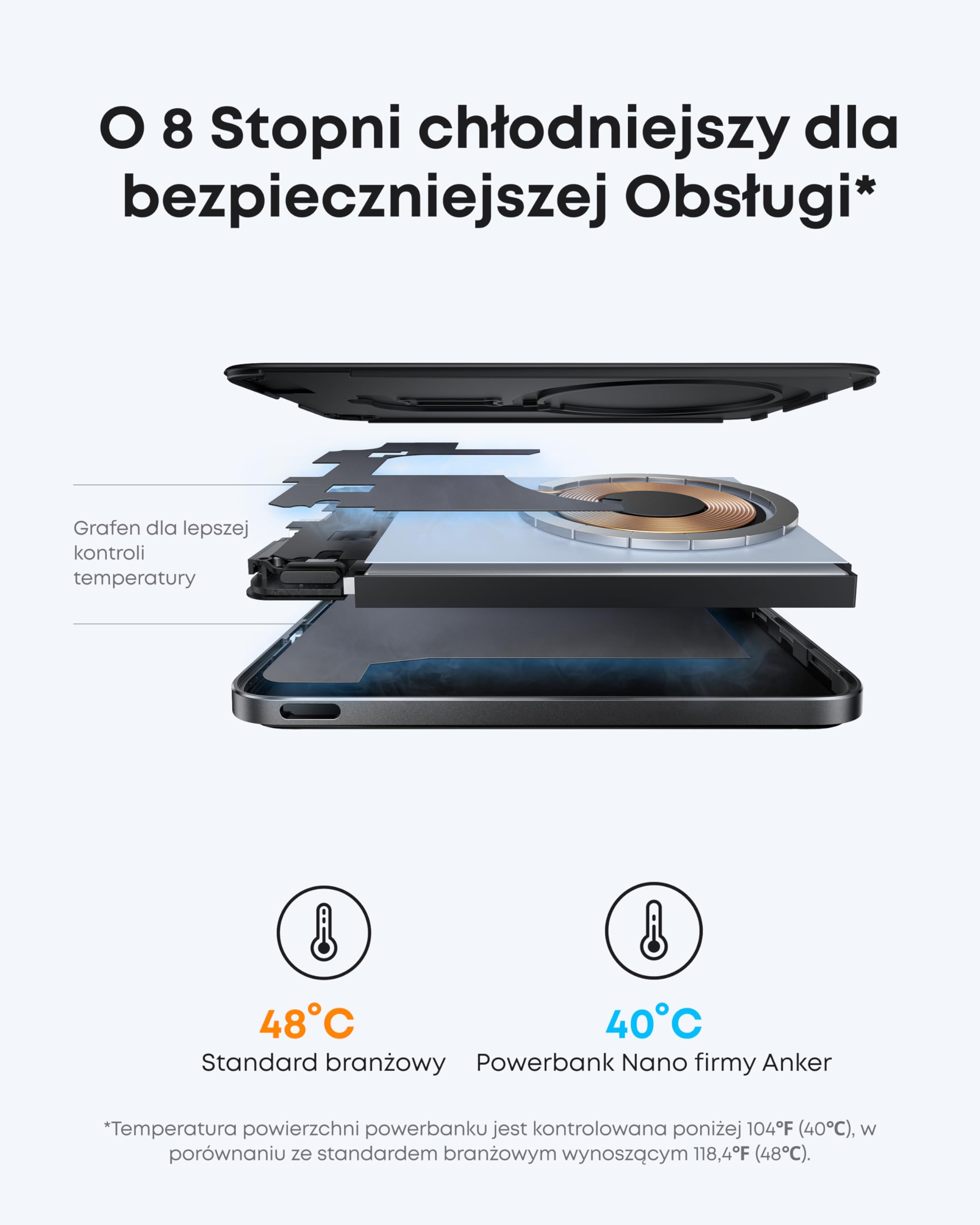 Powerbank Nano firmy Anker, super cienki, 5 000 mAh magnetyczna bateria, ultra szybka kompatybilna z MagSafe ładowarka przenośna 15 W z certyfikatem Qi2, ergonomiczny styl, tylko dla serii iPhone17/16