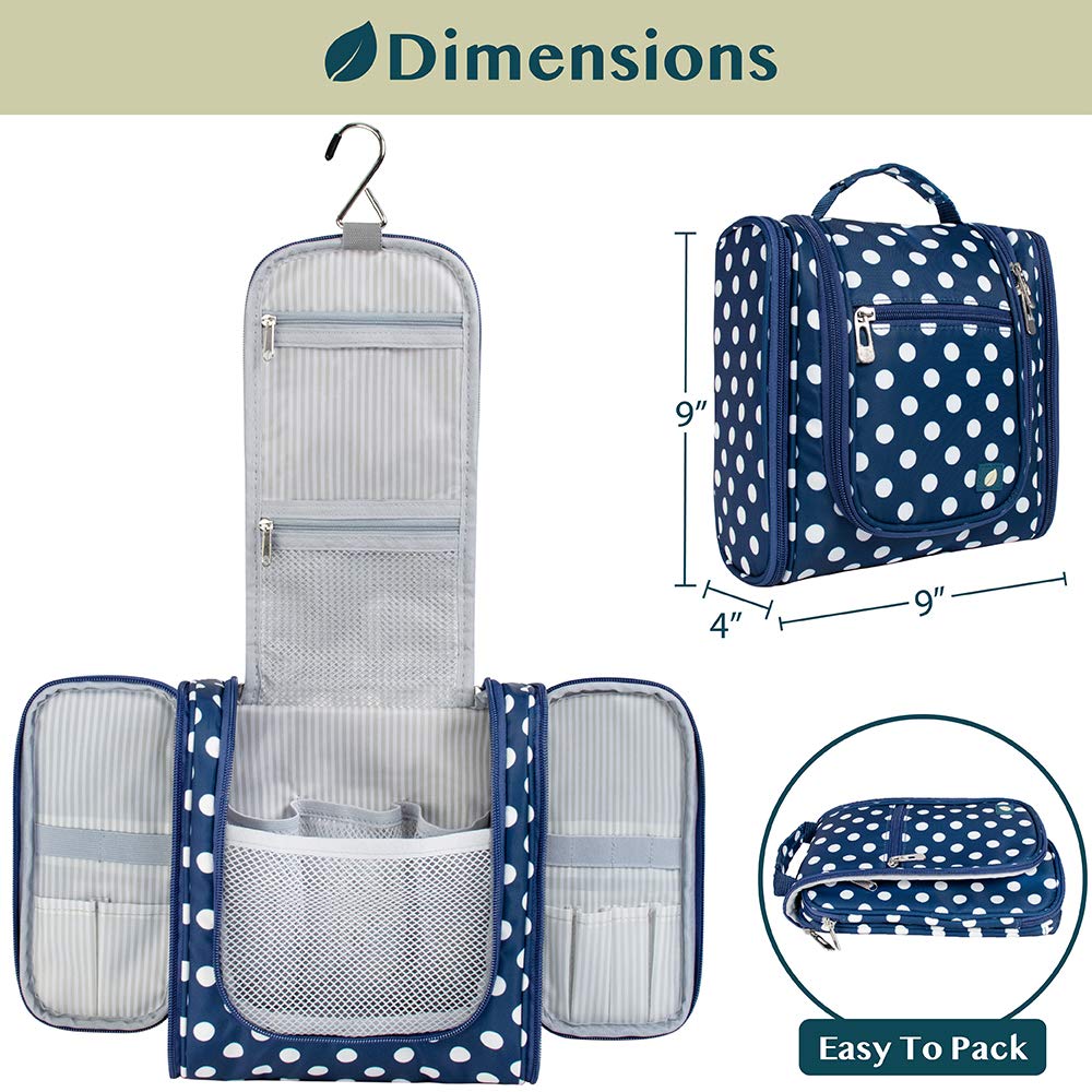 PAVILIA Beauty case da viaggio da appendere per donne e uomini, organizer per articoli da toeletta da bagno, blu navy, M, Beauty case