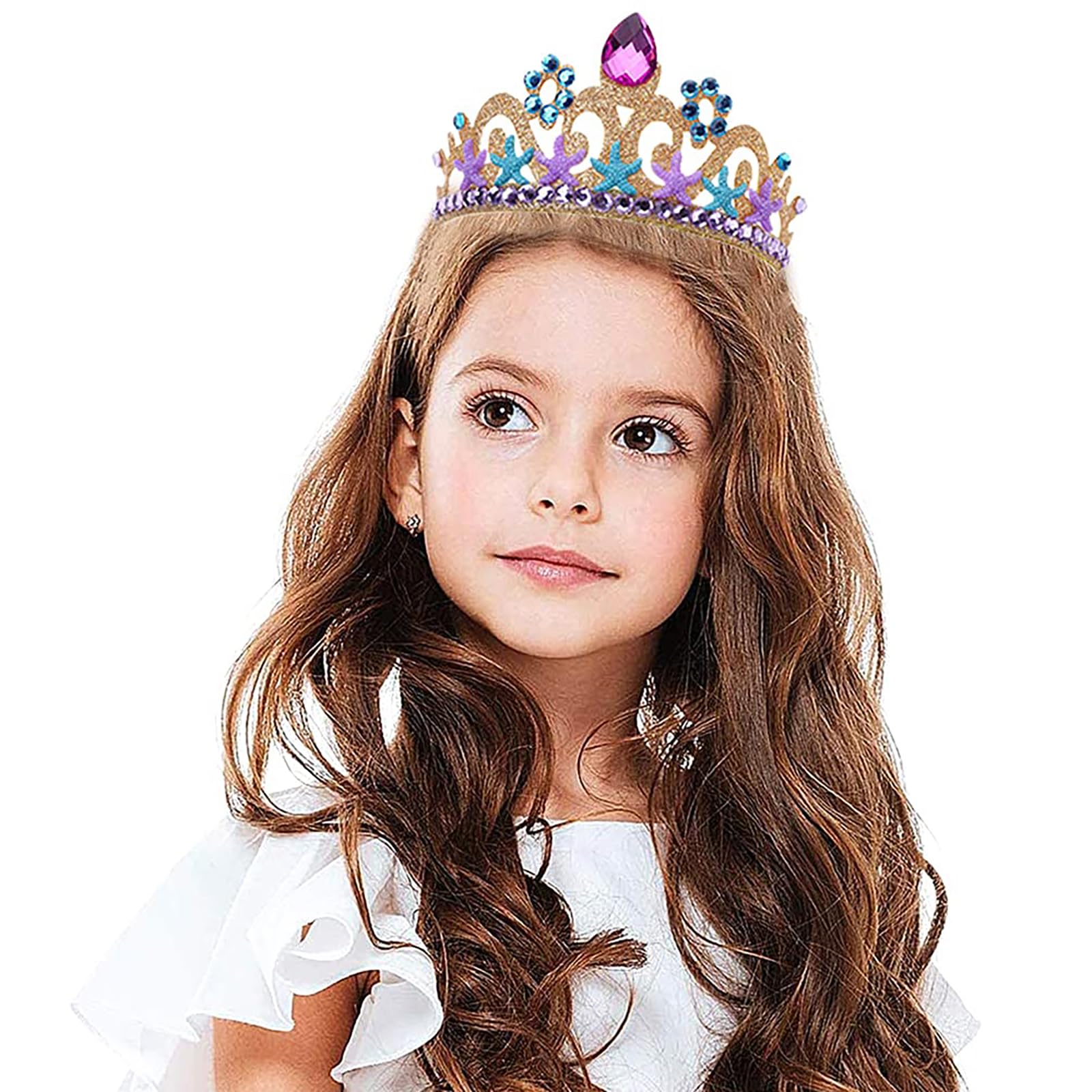 2 Pezzi Cerchietti per Capelli Bambini, Cerchietti di Glitter, Cerchietti Glitter per Capelli, Plastica Princess Tiara Hairband per Carnevale, Festa a Tema, Giochi Travestimento (Oro, Viola)