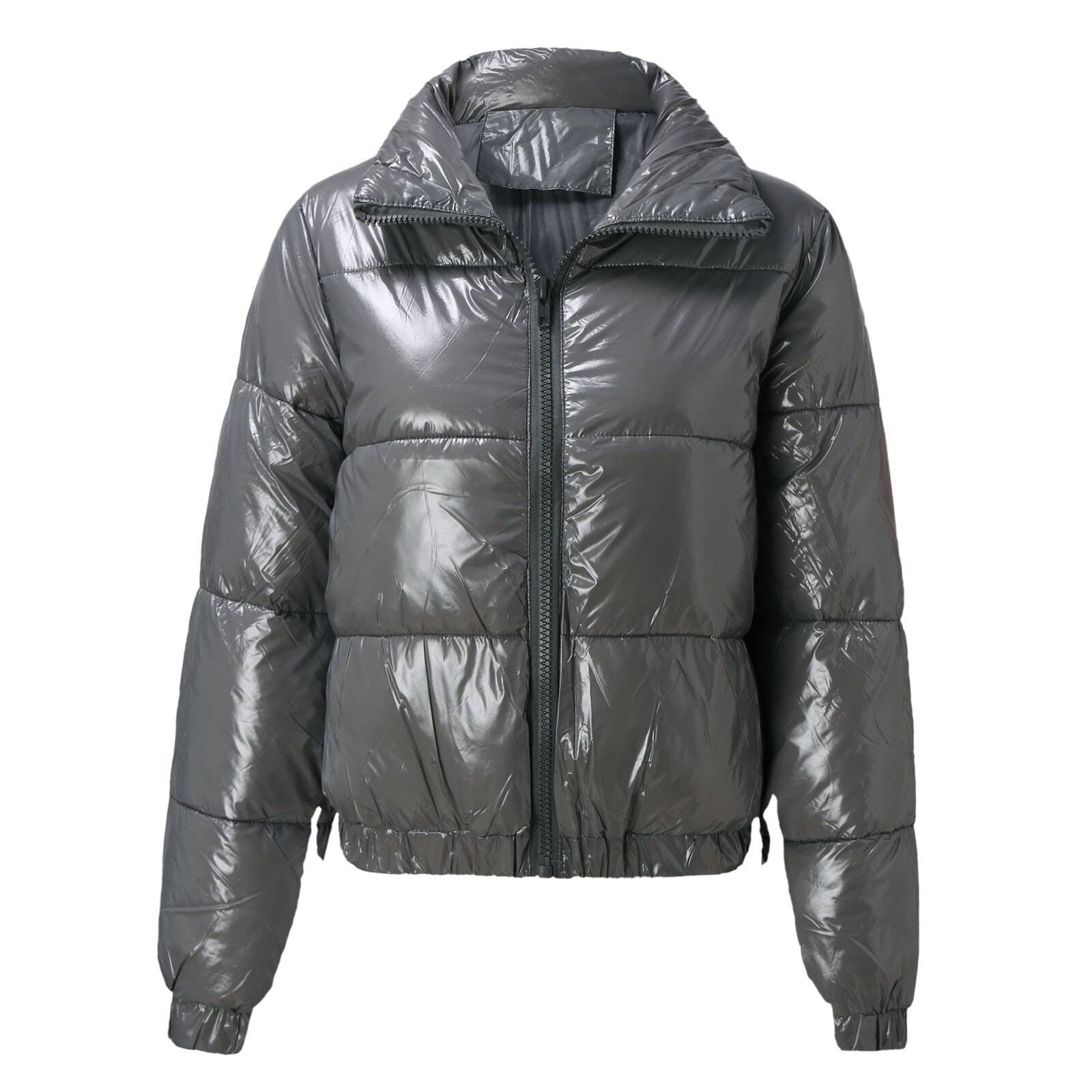 Generico Pelliccia Donna Lunga Cappotto da Donna in Cotone Autunno e Inverno Cappotto in Cotone Lucido in Metallo Giacca Donna Elegante Invernale