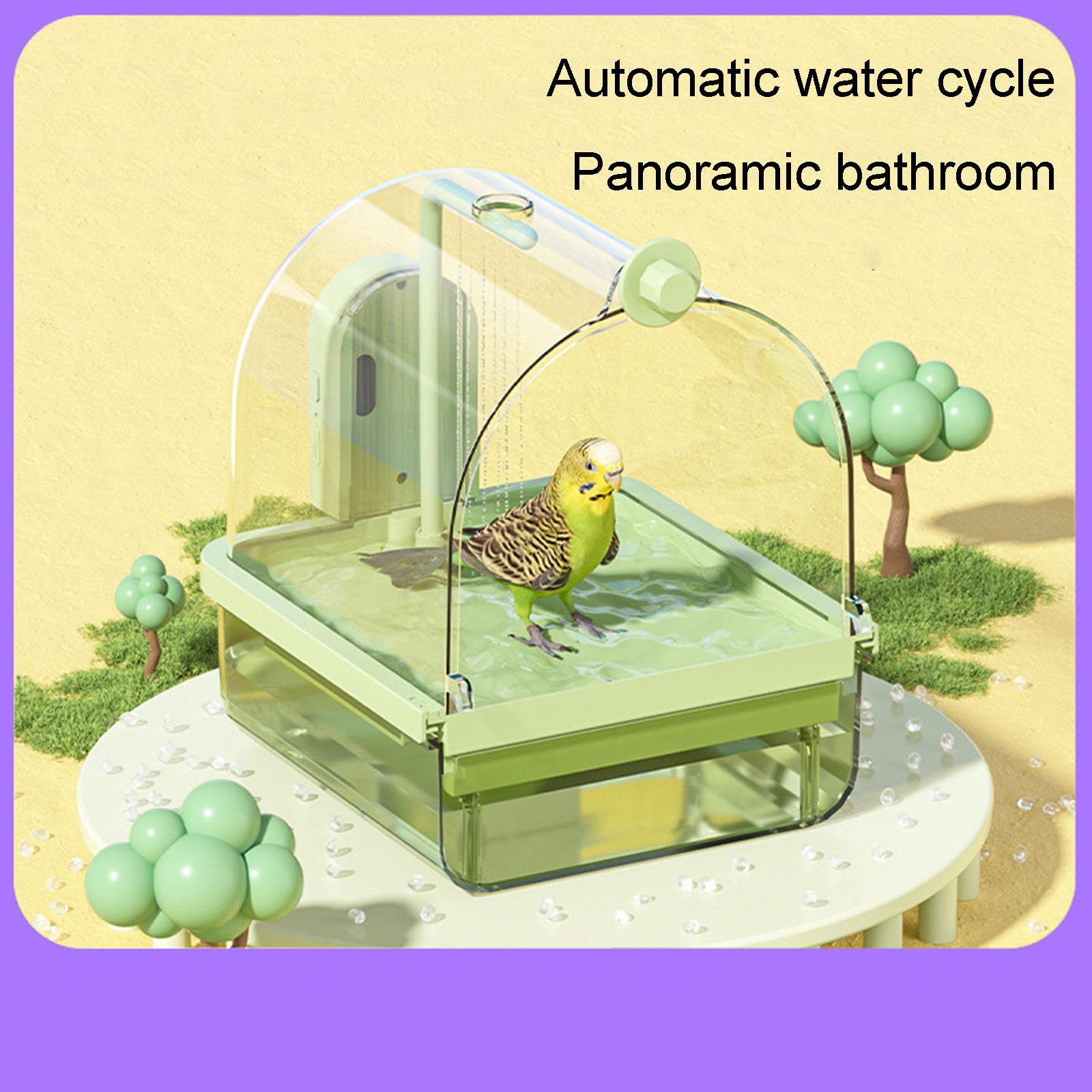 Bañera para pájaros, bañera transparente ajustable con base antideslizante, cómoda y limpia, adecuada para pájaros pequeños