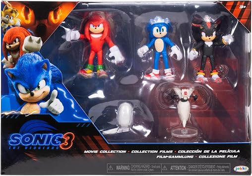 Sonic The Hedgehog 3 Movie Action Figures 2.5-Inch Movie Collector Toy Figure Multi-Pack Includes Knuckles Shadow Buzz Bomber & Drone- Officially Licensed Toys