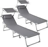 tectake® Set di 2 Lettini Prendisole Pieghevoli, 190 x 68 x 111cm - 1